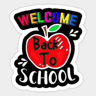 Welcome Back To School Red Apple Happy First Day Of School Sticker